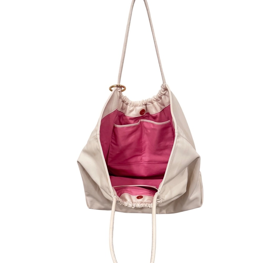 LDT Lily Tote Bag White‎ Nappa Leather Pink Inside Preloved 18x12x5 Slouchy$298 - Picture 3 of 16